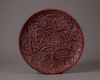 A Chinese cinnabar lacquer 'peony' dish