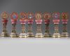 A set of eight Chinese famille rose Buddhist emblem altar ornaments