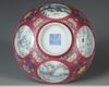 A CHINESE FAMILLE ROSE PINK-GROUND ‘MEDALLION’ BOWL.