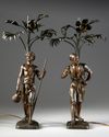 A PAIR OF ORIENTAL 'WATER CARRIERS' SCULPTURES , MARCEL DEBUT