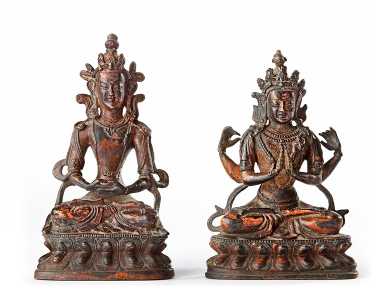 TWO NEPALESE BRONZE STATUES, 19TH CENTURY