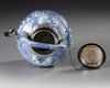 A CHINESE BLUE AND WHITE TEAPOT WITH SILVER MOUNTING, WANLI PERIOD, (1573-1619)