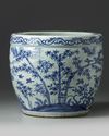 A Chinese blue and white 'Three Friends of Winter' jardiniere