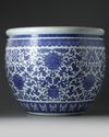 A large Chinese blue and white lotus jardinière
