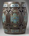 A pair of Chinese cloisonné enamel-inset zitan garden seats