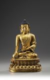 A Chinese gilt bronze figure of Buddha Shakyamuni.