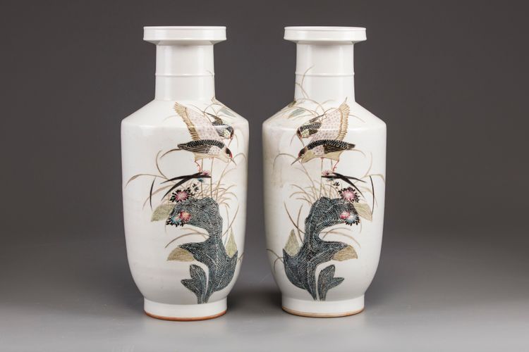 A pair of Chinese famille rose vases