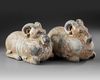 A PAIR OF TERRACOTTA VESSELS IN THE FORM OF A RAM, HAN DYNASTY (206 BC-220 AD)