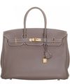 Hermès Birkin 35 Taurillon Clemence Doublure Chevre Etoupe
