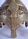 A GILT AND SILVER INLAID BRONZE MAMLUK STYLE HELMET,  20TH CENTURY