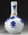 A CHINESE BLUE AND WHITE IRON-RED DECORATED 'DRAGON' BOTTLE VASE